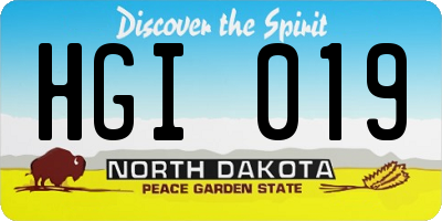 ND license plate HGI019