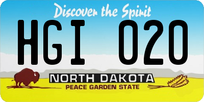 ND license plate HGI020