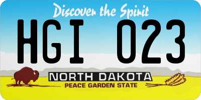 ND license plate HGI023