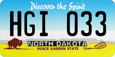 ND license plate HGI033