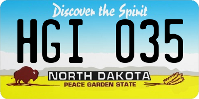 ND license plate HGI035