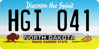 ND license plate HGI041