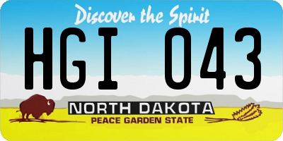 ND license plate HGI043