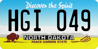 ND license plate HGI049