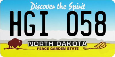 ND license plate HGI058
