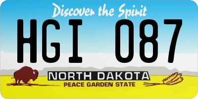 ND license plate HGI087