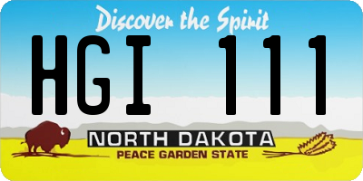ND license plate HGI111