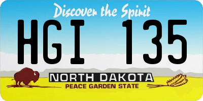 ND license plate HGI135