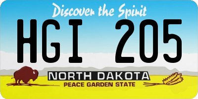 ND license plate HGI205