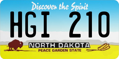 ND license plate HGI210
