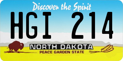 ND license plate HGI214