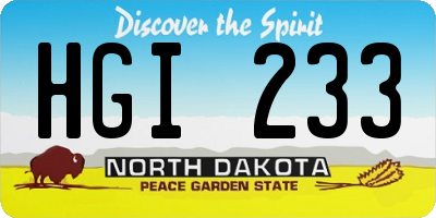 ND license plate HGI233