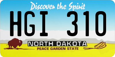 ND license plate HGI310
