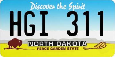 ND license plate HGI311