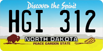 ND license plate HGI312