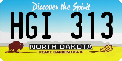 ND license plate HGI313