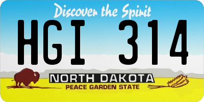 ND license plate HGI314