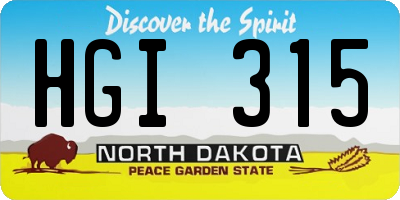ND license plate HGI315