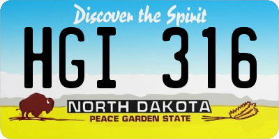 ND license plate HGI316