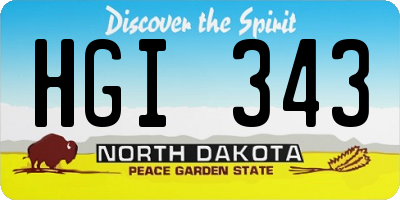 ND license plate HGI343