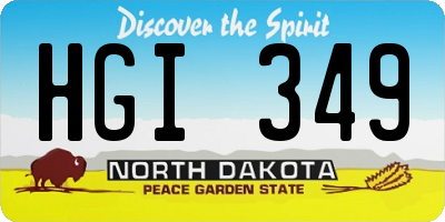 ND license plate HGI349