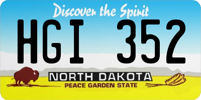 ND license plate HGI352