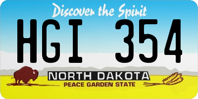 ND license plate HGI354