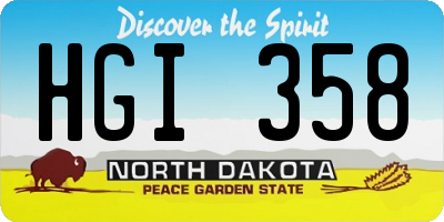 ND license plate HGI358