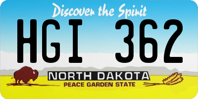 ND license plate HGI362