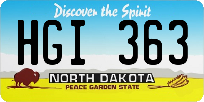 ND license plate HGI363