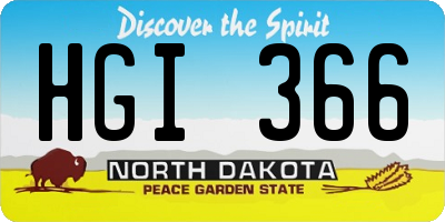 ND license plate HGI366