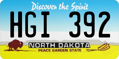 ND license plate HGI392