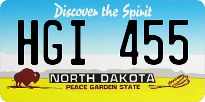 ND license plate HGI455