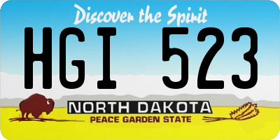 ND license plate HGI523