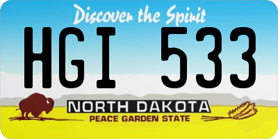 ND license plate HGI533