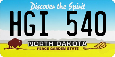 ND license plate HGI540