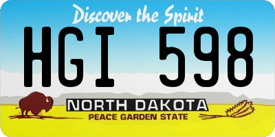 ND license plate HGI598