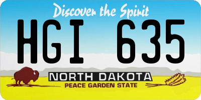 ND license plate HGI635