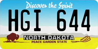 ND license plate HGI644