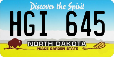 ND license plate HGI645