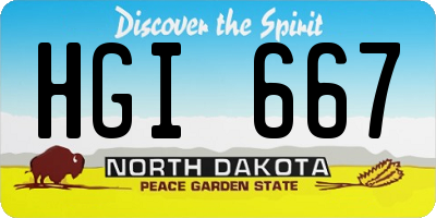 ND license plate HGI667