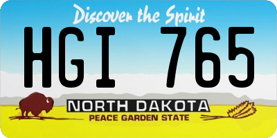 ND license plate HGI765