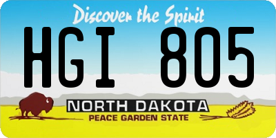 ND license plate HGI805