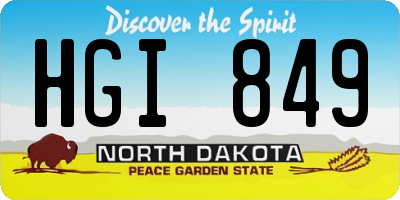 ND license plate HGI849