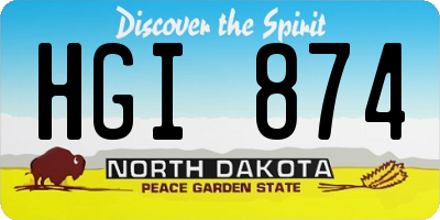 ND license plate HGI874