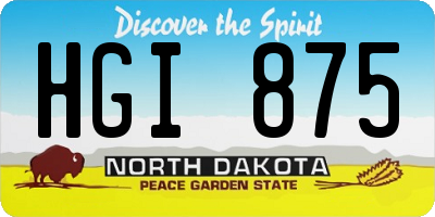 ND license plate HGI875