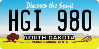 ND license plate HGI980