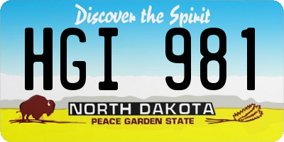 ND license plate HGI981