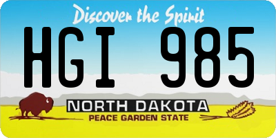 ND license plate HGI985