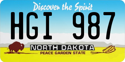 ND license plate HGI987